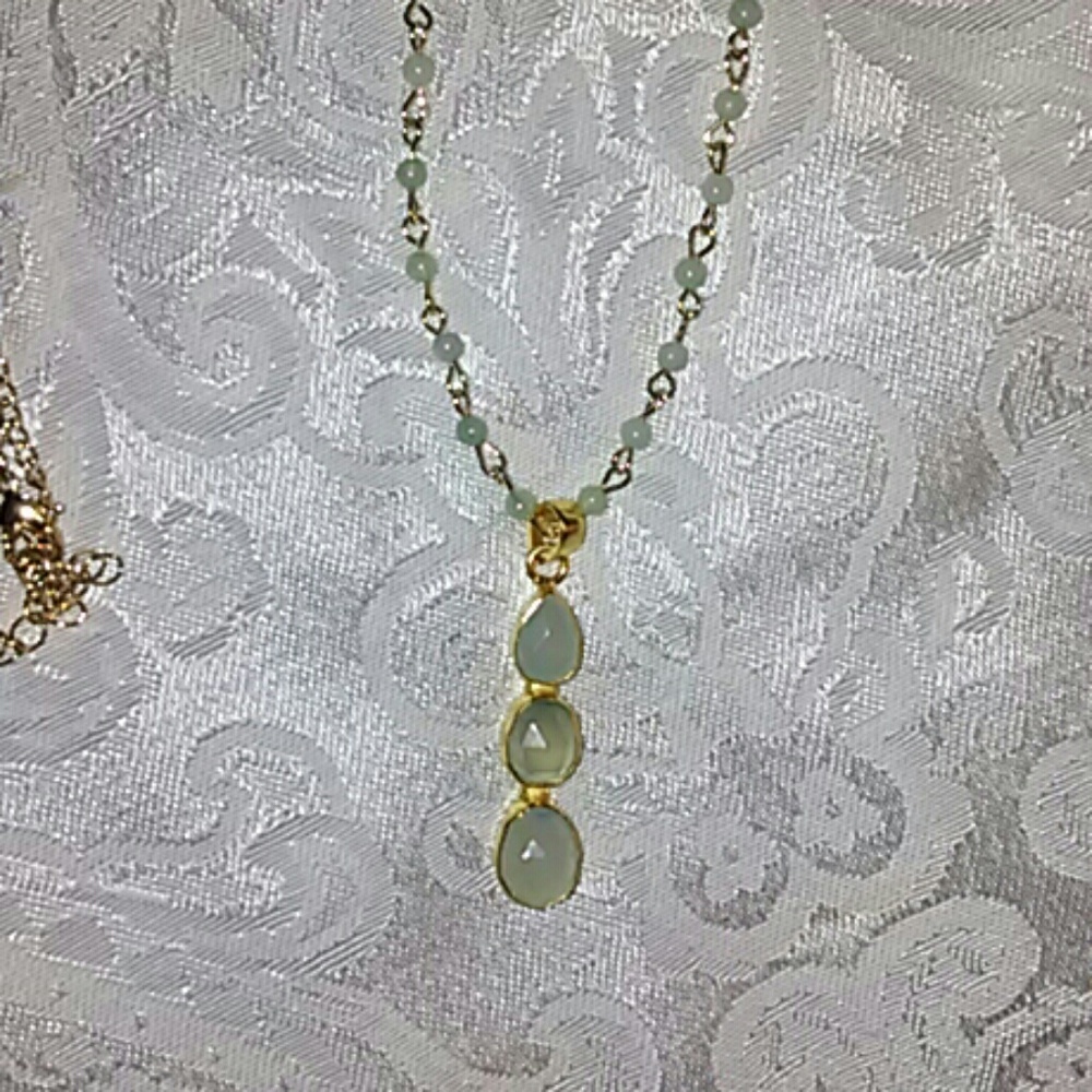 Aqua chalcedony necklace with 3 stones